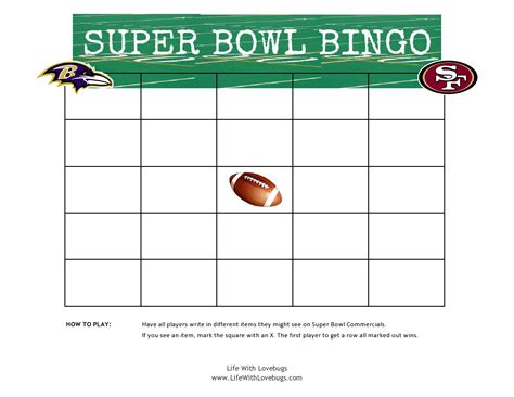 Super Bowl Bingo Printable