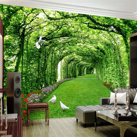 Aliexpress.com : Buy Custom Photo Wallpaper For Walls 3 D Green Forest ...