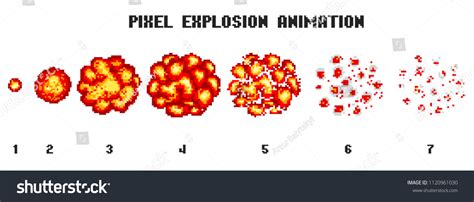 Pixel Art Explosions Game Icons Set Stock Vector (Royalty Free ...