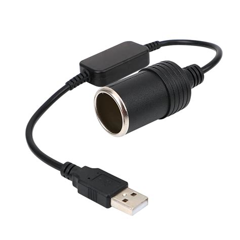 Car Cigarette Lighter Socket USB 5V To 12V Converter Adapter Wired Controller Plug Connector ...