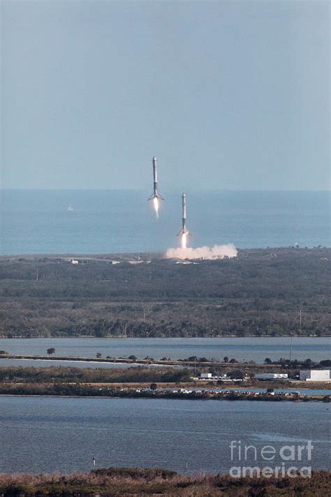 Falcon Heavy Side Cores Landing by Nasa/kim Shiflett/science Photo Library