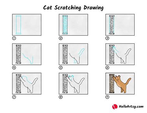 Cat Scratching Drawing - HelloArtsy