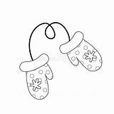 Mittens With Snowflakes Coloring Book Black And White Vector  sketch template
