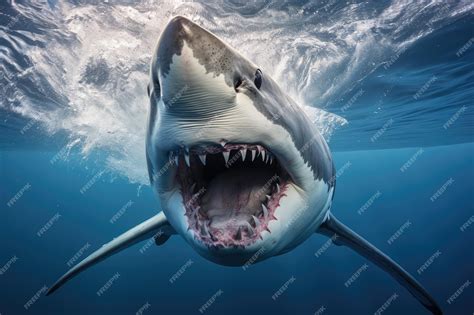 Premium AI Image | Great white shark with its mouth open