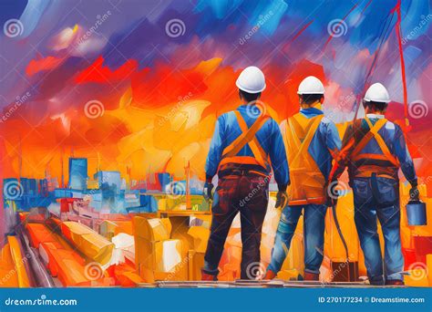 Construction Workers on a Construction Site. Stock Vector - Illustration of safety, engineer ...