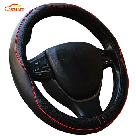 LEDAUT Ledaut Genuine Leather Steering Wheel Cover 15inch Top Leather ...