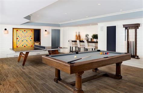 Game Room with Pool Table and Ping Pong Table - Contemporary - Media Room