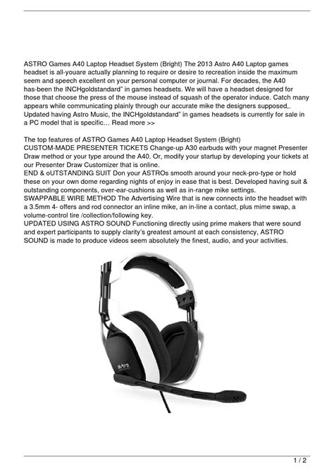 ASTRO Gaming A40 PC Headset Kit (White) Review by Le Trung Nghia - Issuu