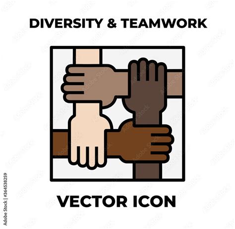 Vector illustrated icon of 4 hands holding each other's wrists. Symbolic of diversity, teamwork ...