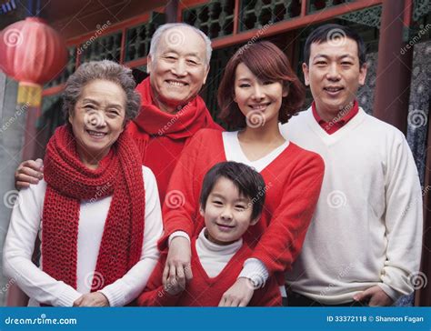 Portrait Of Multi-Generation Chinese Family Royalty-Free Stock ...