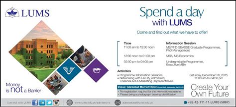 MS PhD and MBA Admissions in LUMS