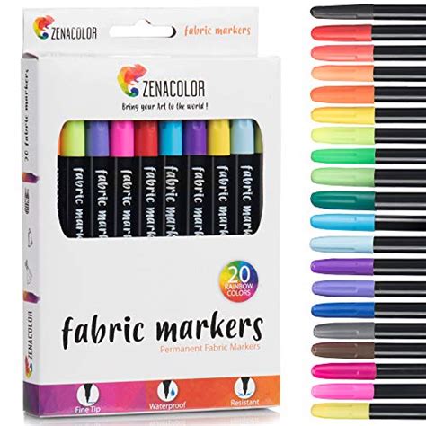 20 Fabric Markers Pens Set - Non Toxic, Indelible and Permanent Fabric ...