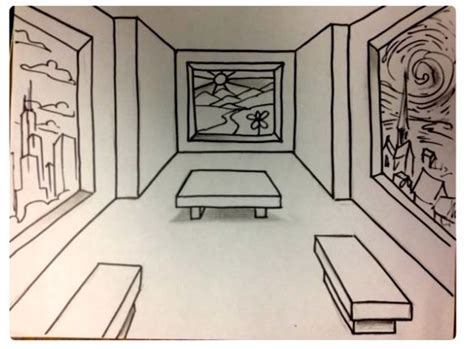 Room Drawing One Point Perspective - Rome Vii Uffizi Courtyard ...