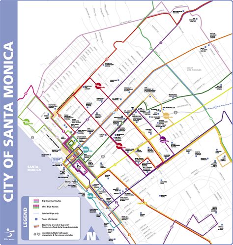 Big Blue Bus Lines in Downtown Santa Monica California Map - santa ...