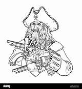 Pirate With Pistols Drawing The Captain Blackbeard Coloring Page  sketch template