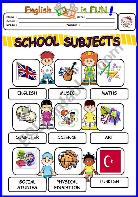 School Subjects - ESL worksheet by bburcu