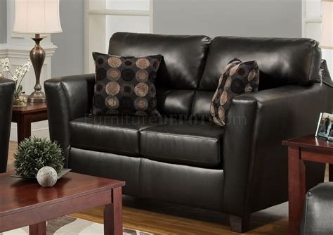 Black Faux Leather Modern Casual Sofa & Loveseat Set w/Options