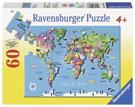 Ravensburger - World Map - 60 Piece Kids Jigsaw Puzzle - Walmart.com