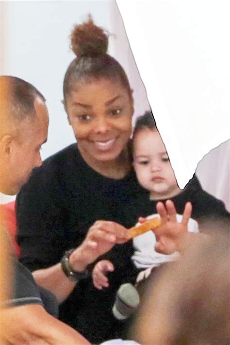 Janet Jackson pictured feeding her baby son Eissa in Miami Beach, Florida