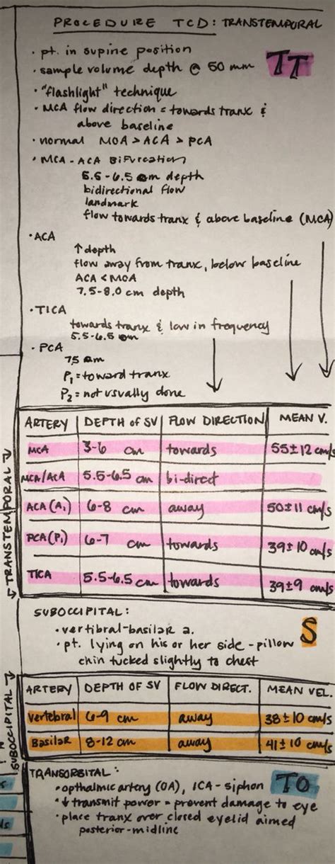 TCD transcranial doppler procedure and directional flow | Ultrasound ...