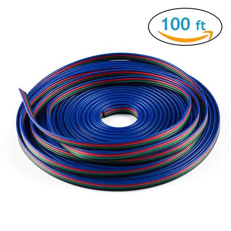 iCreating 100ft 4 Pin RGB Extension Cable Wire Cord for 5050 3528 Color ...