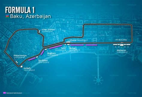 Baku GP Circuit Map - Baku City Circuit | Formula 1 gp, Baku city, Grand prix