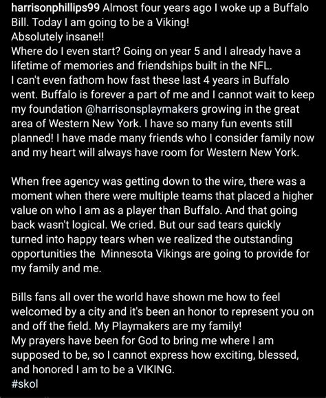 Harrison Phillips farewell message to Buffalo : r/buffalobills