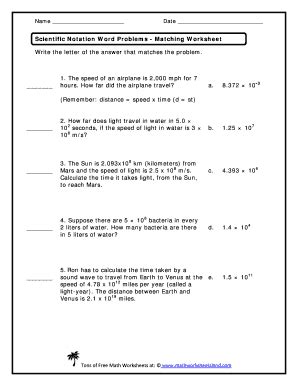 Scientific Notation Word Problems Worksheet with Answers PDF | airSlate SignNow