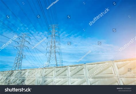 High Voltage Electric Tower Line Silhouette Stock Photo 1437430607 ...