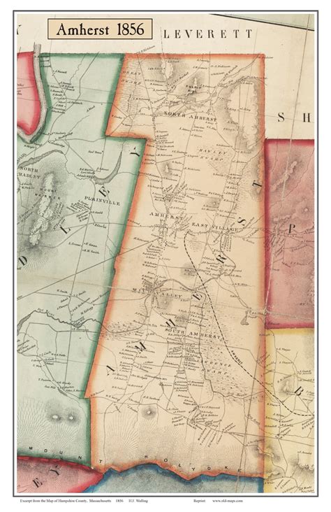 Amherst, Massachusetts 1856 Old Town Map Custom Print - Hampshire Co. - OLD MAPS