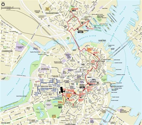 a map of the city with red lines