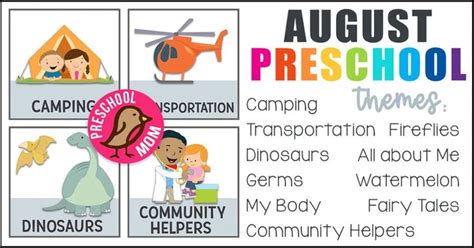 August Preschool Themes | Preschool themes, Preschool activities, Preschool themes by month