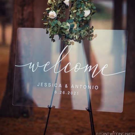 Custom Wedding Signs-Acrylic Welcome Sign Clear and Chic Calligraphy ...