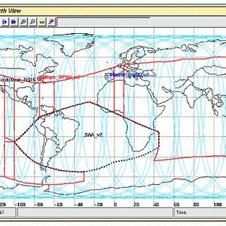 STK map window showing the South Atlantic Anomaly as well as the area ...