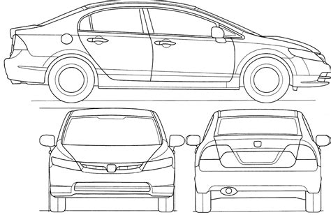 Honda Civic 2008 Blueprint - Download free blueprint for 3D modeling