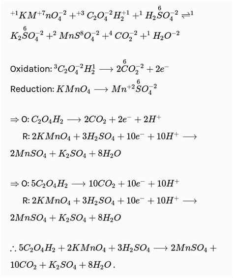 H2C2O4+KMnO4+H2SO4 equals to K2SO4+MnSO4+CO2+H2O by oxidation number ...