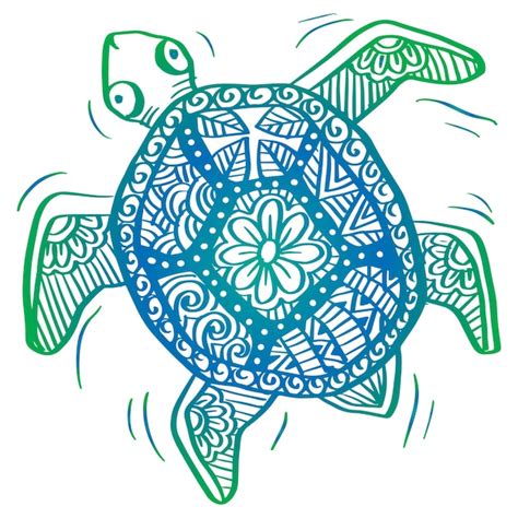 Premium Vector | Hand drawn turtle zentangle art