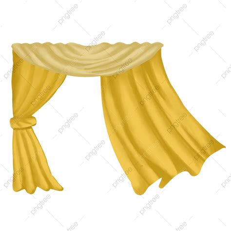 Yellow Curtains PNG Image, Yellow Curtain, Curtain, Home Decoration, Curtain Illustration PNG ...