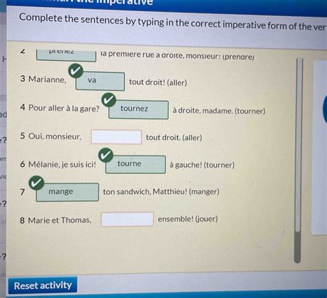 Solved: 'perative Complete the sentences by typing in the correct imperative form of the ver ∠ p ...