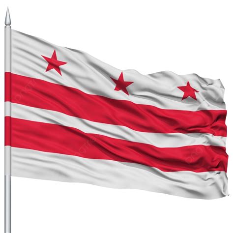 Washington Dc City Flag On Flagpole Background And Picture For Free Download - Pngtree