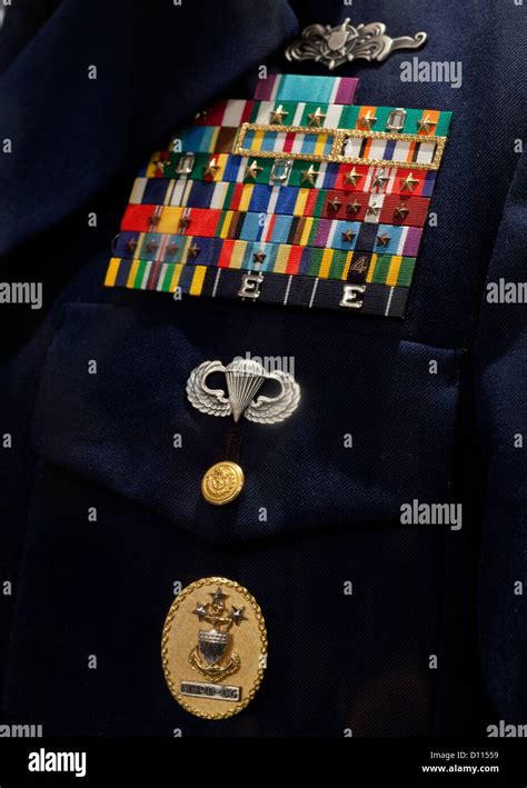 US Coast Guard Service Dress blue uniform with honor ribbons and medals Stock Photo - Alamy