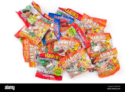 30 mini sized bags of Haribo sweets Stock Photo - Alamy