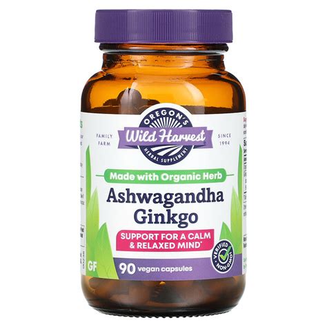 Oregons Wild Harvest, Ashwagandha Ginkgo, 90 Vegan Capsules