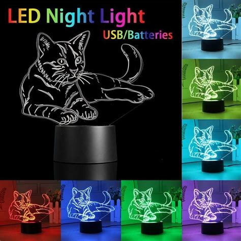 3D Cat Night Light (7 color modes) | Night light, 3d night light, Led night light