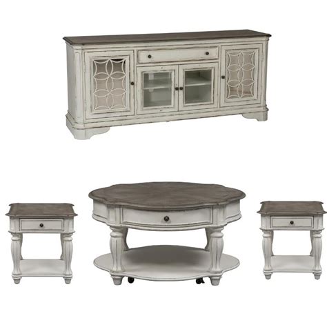 4 Piece Living Room Coffee Table with TV Stand and Set of 2 End Table - Walmart.com - Walmart.com