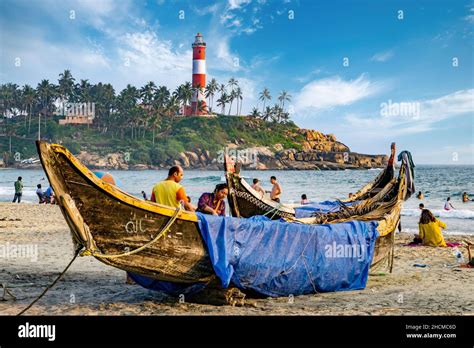 Kovalam Beach and lighthouse Stock Photo - Alamy