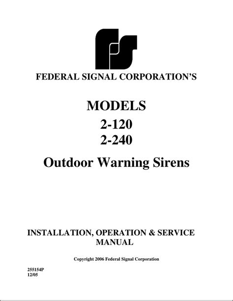 Model 2 Manual - Federal Signal | Manualzz