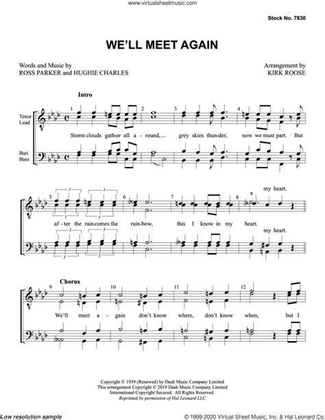 We'll Meet Again (arr. Kirk Roose) sheet music for choir (TTBB: tenor, bass)