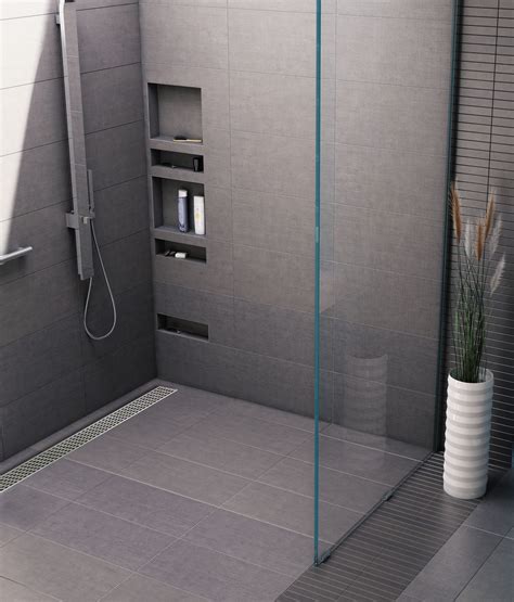 Shower pan features trench barrier free design - Coverings