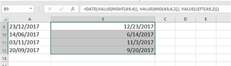 Convert Excel date format from dd/mm/yyyy to mm/dd/yyyy